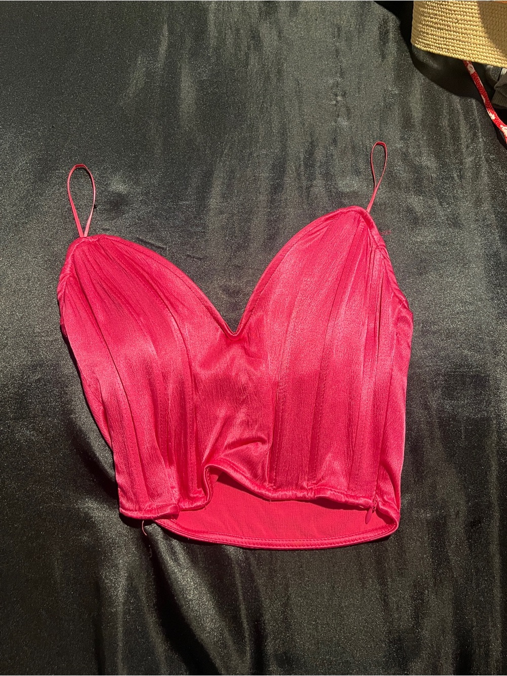 Zara Vibrant Pink Satin Bustier Top